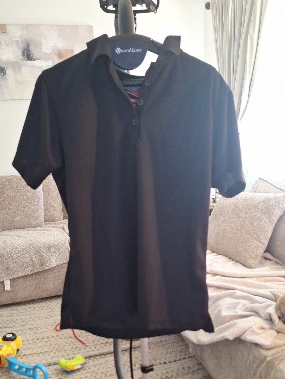 Black Polo Shirt with Subtle Stripe Trim